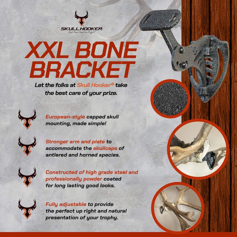 Skull Hooker Powder-Coated Steel XXL Bone Bracket â€“ Designed to Accommodate the Skull Plates of Antlered and Horned Species Such as Elk, Caribou, Buffalo, Moose and Heavy-Horned Sheep,Graphite Black - Image 3